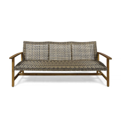 Christopher Knight Home Christopher Knight Home Marcia Outdoor Wicker Sofa + Gino Outdoor Acacia Wood Side Table