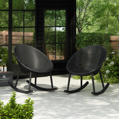 Christopher Knight Home Christopher Knight Home Modern Black Rocking Chairs Set of 2, Mesh Accent Chairs, Perforated Seating Rocker Chair, Lightweight Rocking Chairs for Living Room, Patio Garden, Balcony, Black