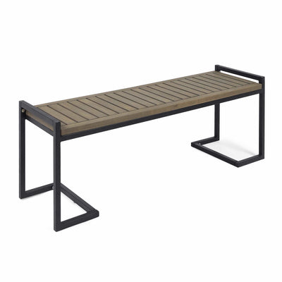 Christopher Knight Home Christopher Knight Home Noel Outdoor Industrial Acacia Wood and Iron Bench, Gray, Grey Finish/Black Metal