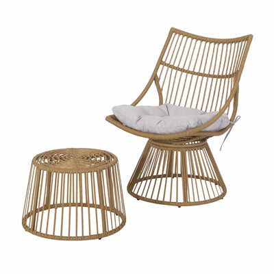 Christopher Knight Home Christopher Knight Home Outdoor 2 Piece Wicker Patio Furniture Set, Woven Seating Accent Chair,Rattan Chat Set with Club Chair, Side Table and Water Resistant Cushion for Yard and Bistro, Dark Grey