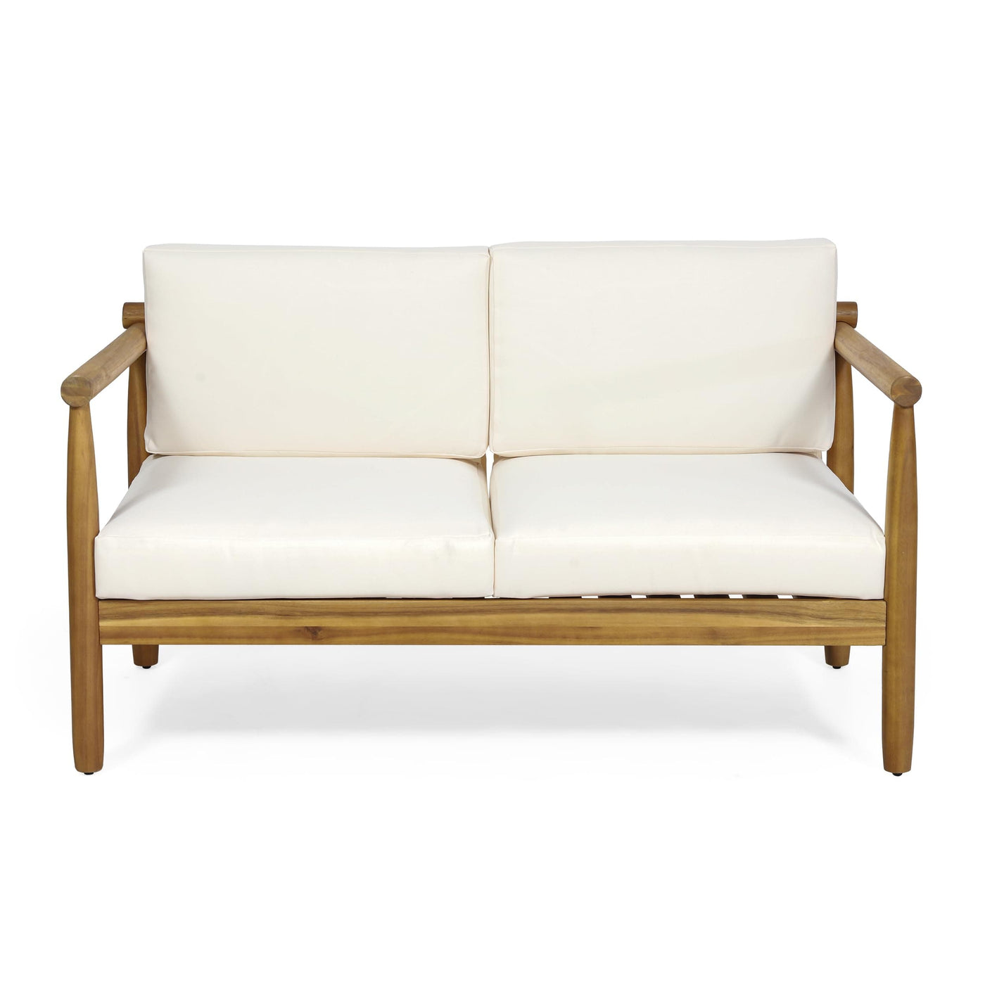 Christopher Knight Home Christopher Knight Home Outdoor Acacia Wood Loveseat and Coffee Table with Cushions, Teak and Cream