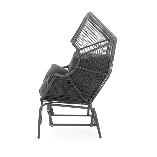 Christopher Knight Home Christopher Knight Home Paolos Outdoor Wicker and Iron Gliding Chair with Water Repellent Cushion, Patio PE Rattan and Iron Frame Rocking Chair, Recliner, Dark Gray