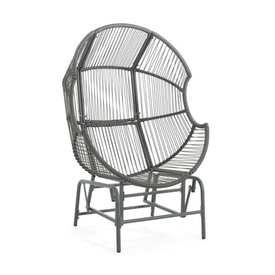 Christopher Knight Home Christopher Knight Home Paolos Outdoor Wicker and Iron Gliding Chair with Water Repellent Cushion, Patio PE Rattan and Iron Frame Rocking Chair, Recliner, Dark Gray