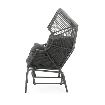 Christopher Knight Home Christopher Knight Home Paolos Outdoor Wicker and Iron Gliding Chair with Water Repellent Cushion, Patio PE Rattan and Iron Frame Rocking Chair, Recliner, Dark Gray