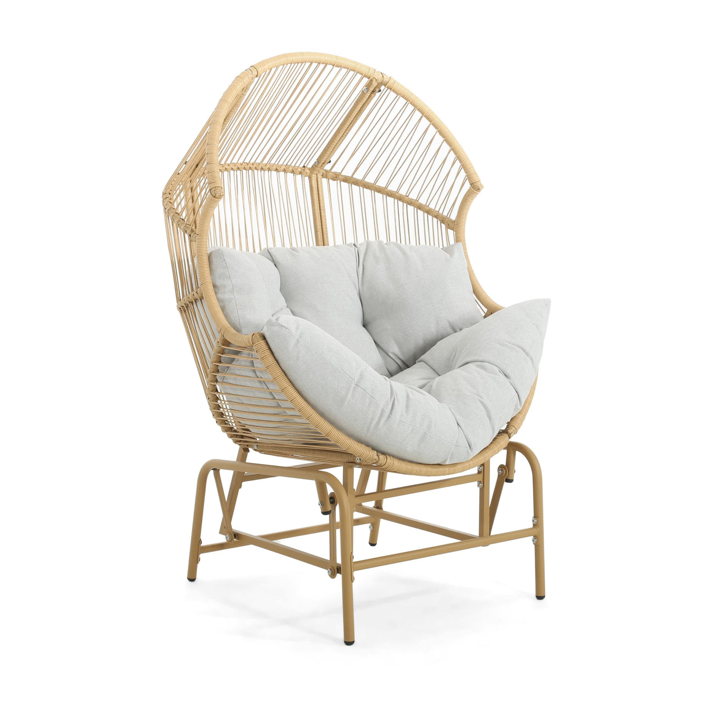 Christopher Knight Home Christopher Knight Home Paolos Outdoor Wicker and Iron Gliding Chair with Water Repellent Cushion, Patio PE Rattan and Iron Frame Rocking Chair, Recliner, Light Brown