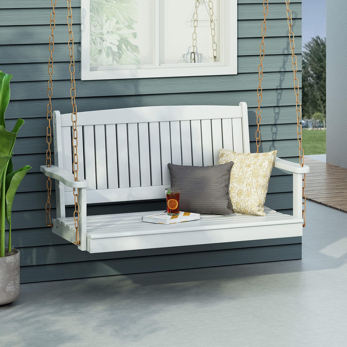 Christopher Knight Home Christopher Knight Home Phoebe Outdoor Acacia Wood Porch Swing, White