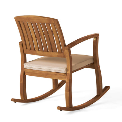 Christopher Knight Home Christopher Knight Home Selma Acacia Rocking Chairs with Cushions, 2-Pcs Set, Teak Finish