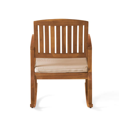 Christopher Knight Home Christopher Knight Home Selma Acacia Rocking Chairs with Cushions, 2-Pcs Set, Teak Finish