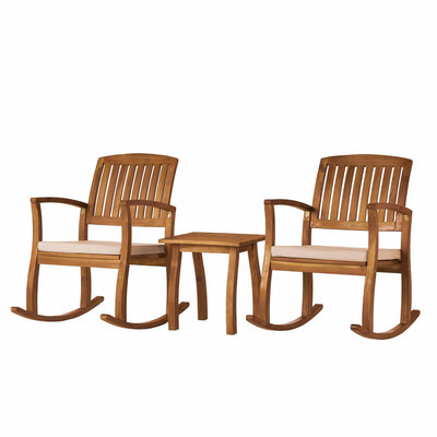 Christopher Knight Home Christopher Knight Home Selma Acacia Rocking Chairs with Cushions, 2-Pcs Set, Teak Finish