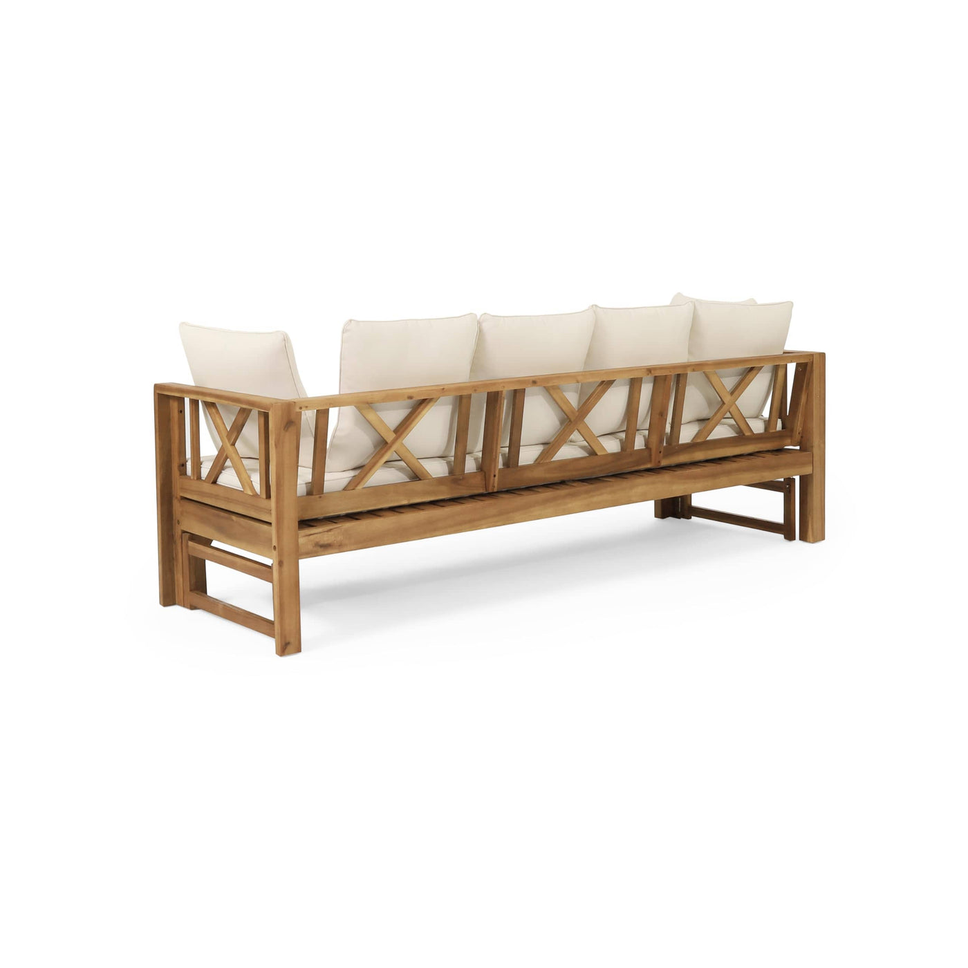 Christopher Knight Home Christopher Knight Home Varney Outdoor Extendable Acacia Wood Daybed Sofa, 78.5 "W x 26 "D x 24.25 "H, Teak + Beige