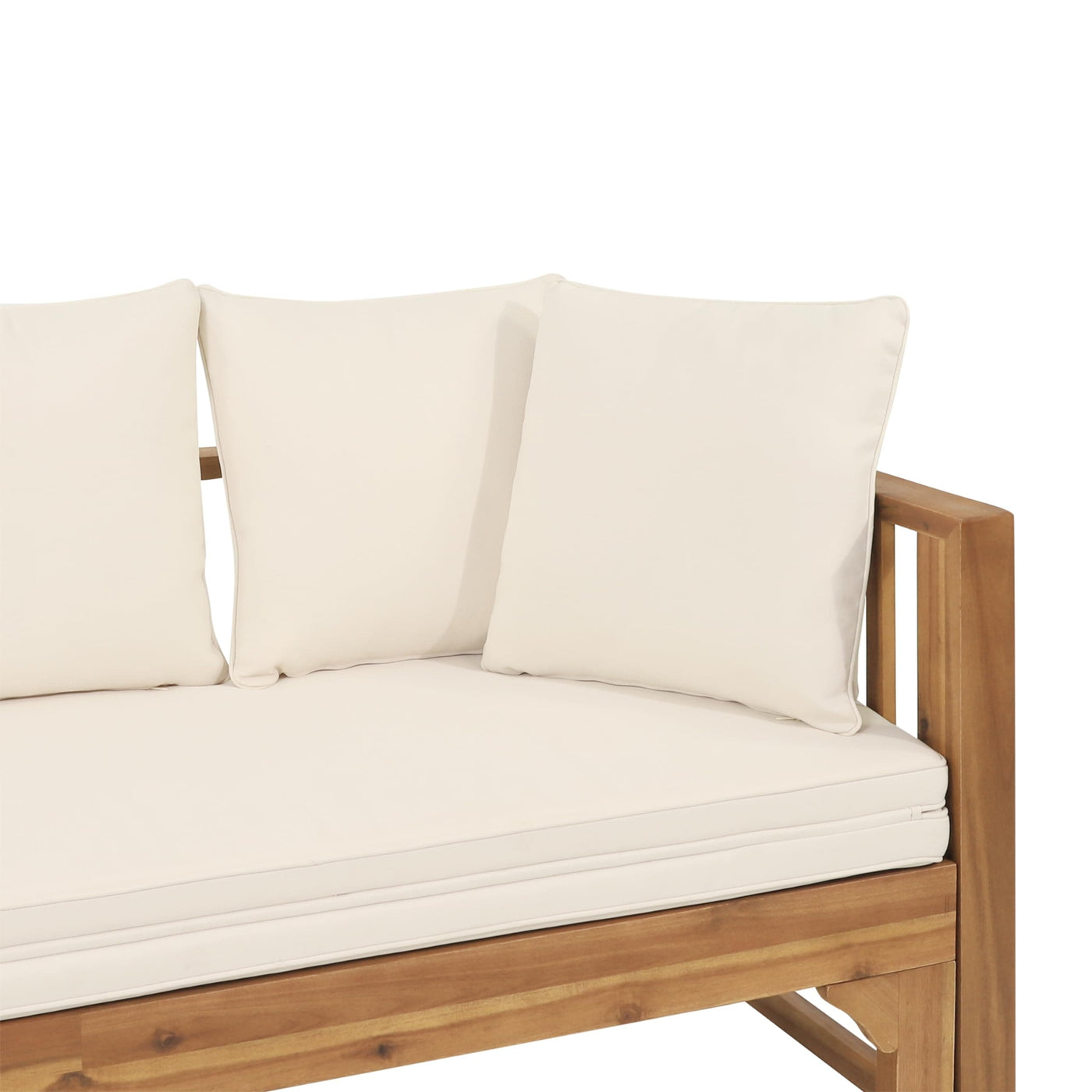 Christopher Knight Home Christopher Knight Home Varney Outdoor Extendable Acacia Wood Daybed Sofa, 78.5 "W x 26 "D x 24.25 "H, Teak + Beige