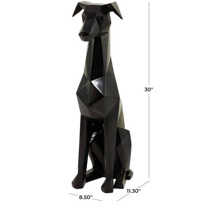 Deco 79 The Novogratz Polystone Dog Decorative Sculpture Cubist Home Decor Statue, Accent Figurine 9" x 11" x 30", Black