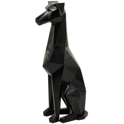 Deco 79 The Novogratz Polystone Dog Decorative Sculpture Cubist Home Decor Statue, Accent Figurine 9" x 11" x 30", Black