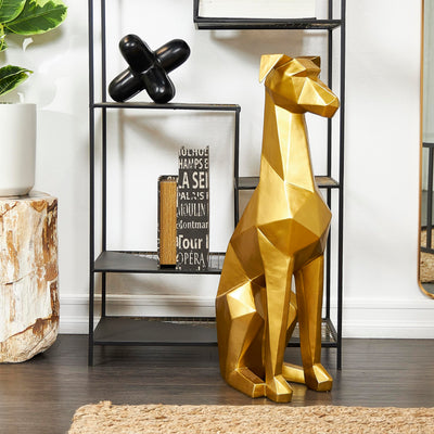 Deco 79 The Novogratz Polystone Dog Decorative Sculpture Cubist Home Decor Statue, Accent Figurine 9" x 11" x 30", Gold