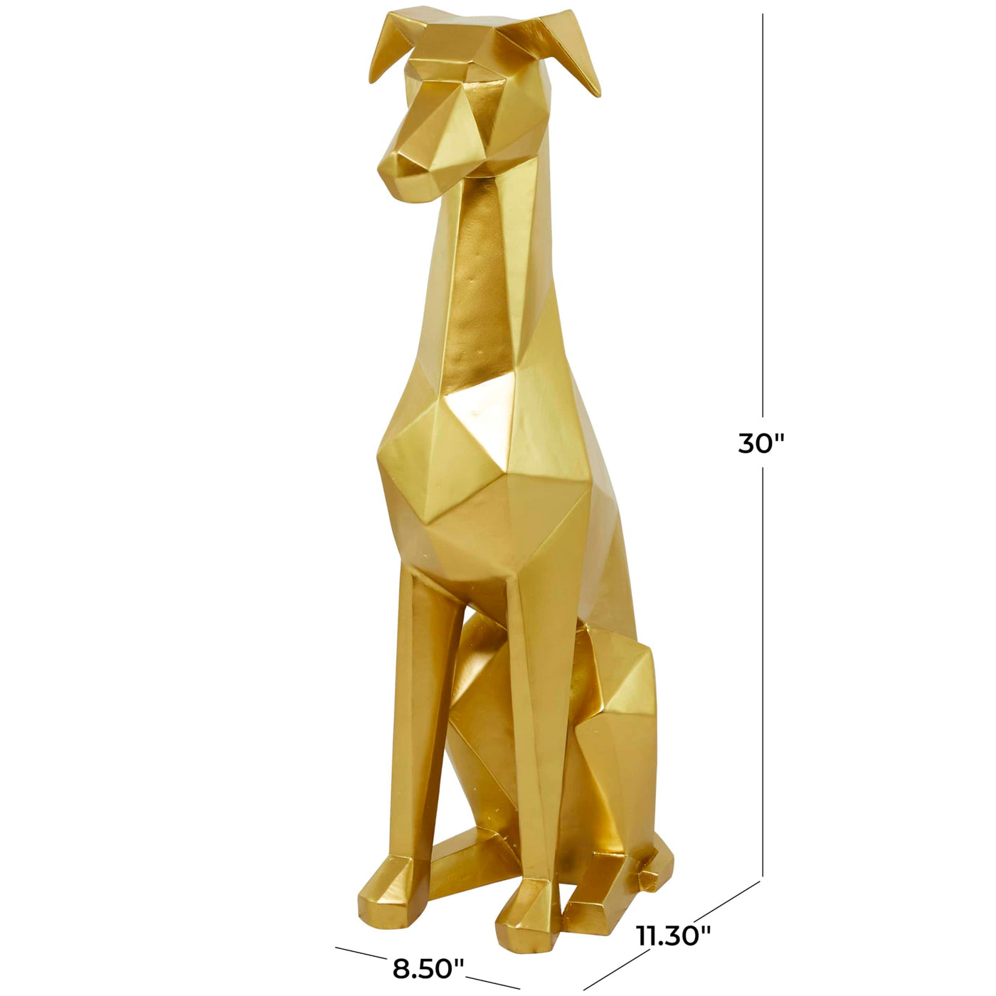 Deco 79 The Novogratz Polystone Dog Decorative Sculpture Cubist Home Decor Statue, Accent Figurine 9" x 11" x 30", Gold