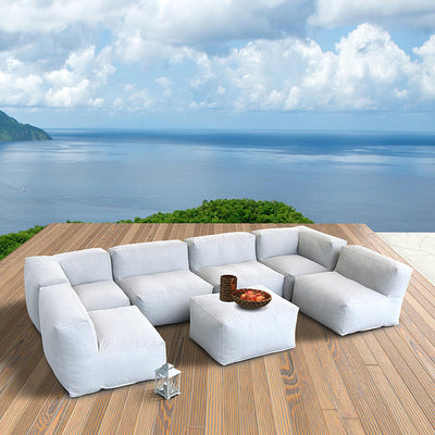 Dineli Dineli ANNYH CALALUNA 7Pc Patio Garden Furniture Sectional Conversation Set.Combines 4Middle, 2Corner, 1Ottoman/Coffee Outdoor Exp Foam Filled Chairs. A Unique Modular Contemporary Sofa (Cloud Gray)