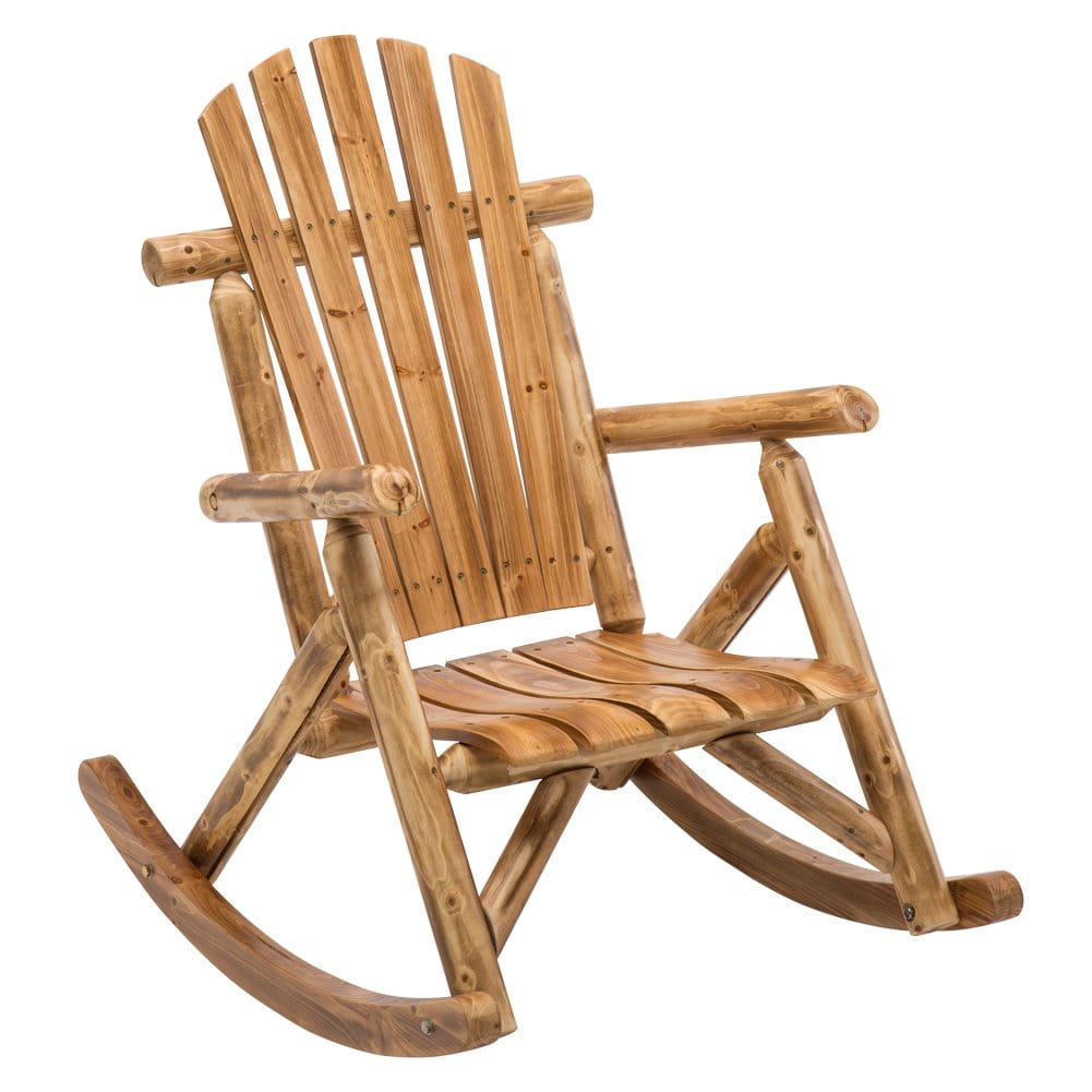 DJL DJL Antique Wood Outdoor Rocking Log Chair Wooden Porch Rustic Log Rocker