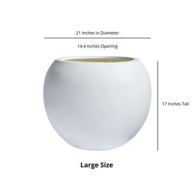 DTY DTY Signature Mount Sherman 1-Piece Fiberstone Planter for Indoor/Outdoor, White, 17" H x 21" Dia (14.4" Pot Opening)- Large