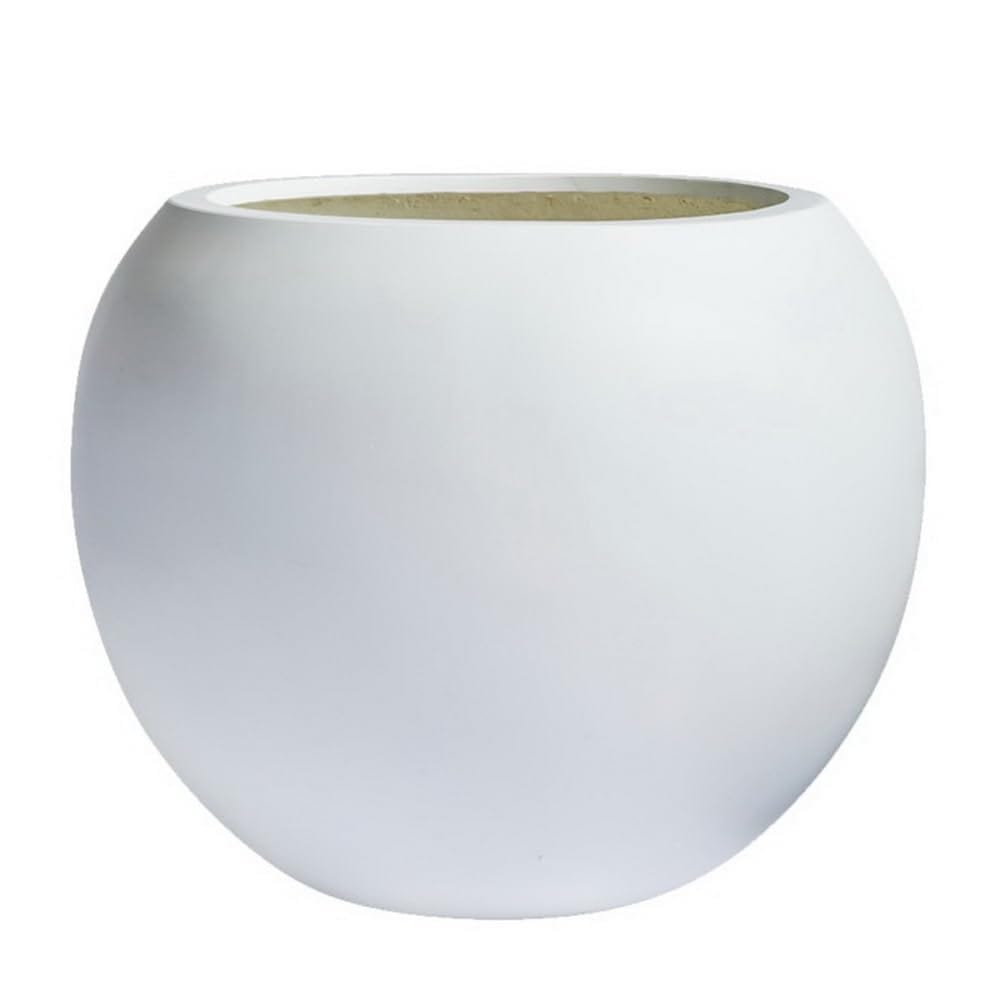 DTY DTY Signature Mount Sherman 1-Piece Fiberstone Planter for Indoor/Outdoor, White, 17" H x 21" Dia (14.4" Pot Opening)- Large