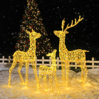 hykolity Hykolity 4.5 FT 3D Pre-lit Christmas Reindeers Family, 3-Piece Lighted Glitter Deer Set with 1660 Warm White LED Lights, Groud Stakes, Zip Ties for Indoor Outdoor Holiday Decorations