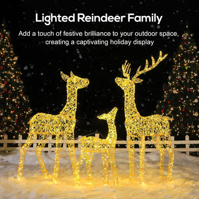 hykolity Hykolity 4.5 FT 3D Pre-lit Christmas Reindeers Family, 3-Piece Lighted Glitter Deer Set with 1660 Warm White LED Lights, Groud Stakes, Zip Ties for Indoor Outdoor Holiday Decorations