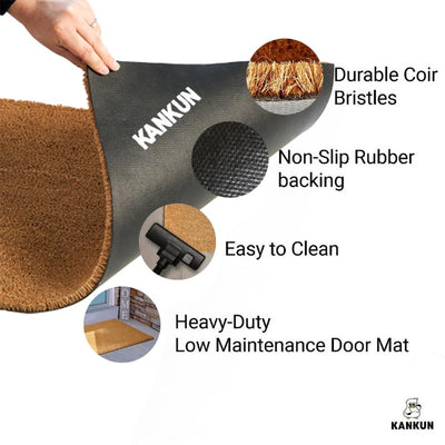 KANKUN KANKUN Coco Coir Door Mat with Heavy Duty Backing, Welcome Doormat (17" x 30"), Doormat Indoor Entrance (Floral Spring)