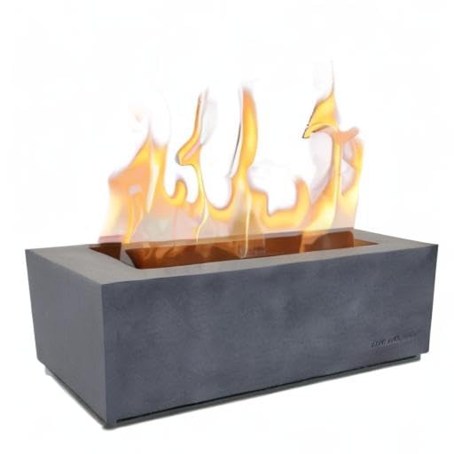 Kante Kante 11.8" L Rectangle Tabletop Fire Pit, Concrete Table Top Fireplace, Portable Rubbing Alcohol Fire Bowl for Indoor Outdoor, Light Gray Rectangular