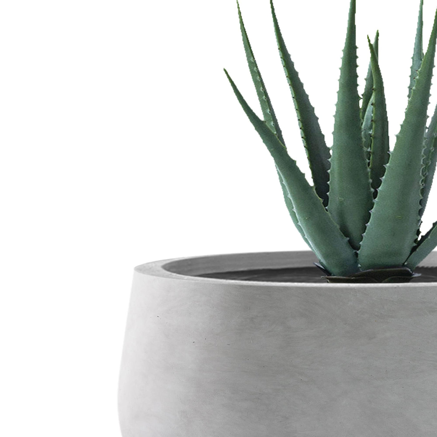 Kante Kante 19.6",15.7",11.8" Dia Round Concrete Planters Set of 3, Outdoor Indoor Garden Plant Pots with Drainage Hole and Rubber Plug, Modern Curvaceous Design, Natural Concrete