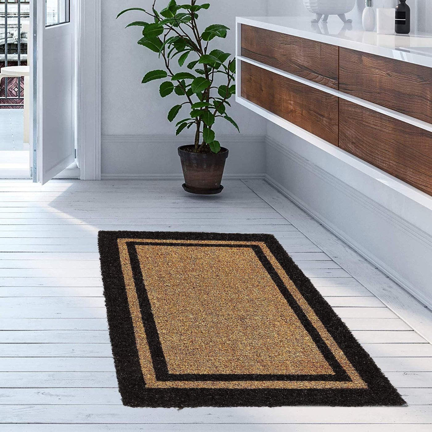 Kempf Kempf Black Border Coco Coir Doormat - Heavy Duty Doormats - 48" x 30"