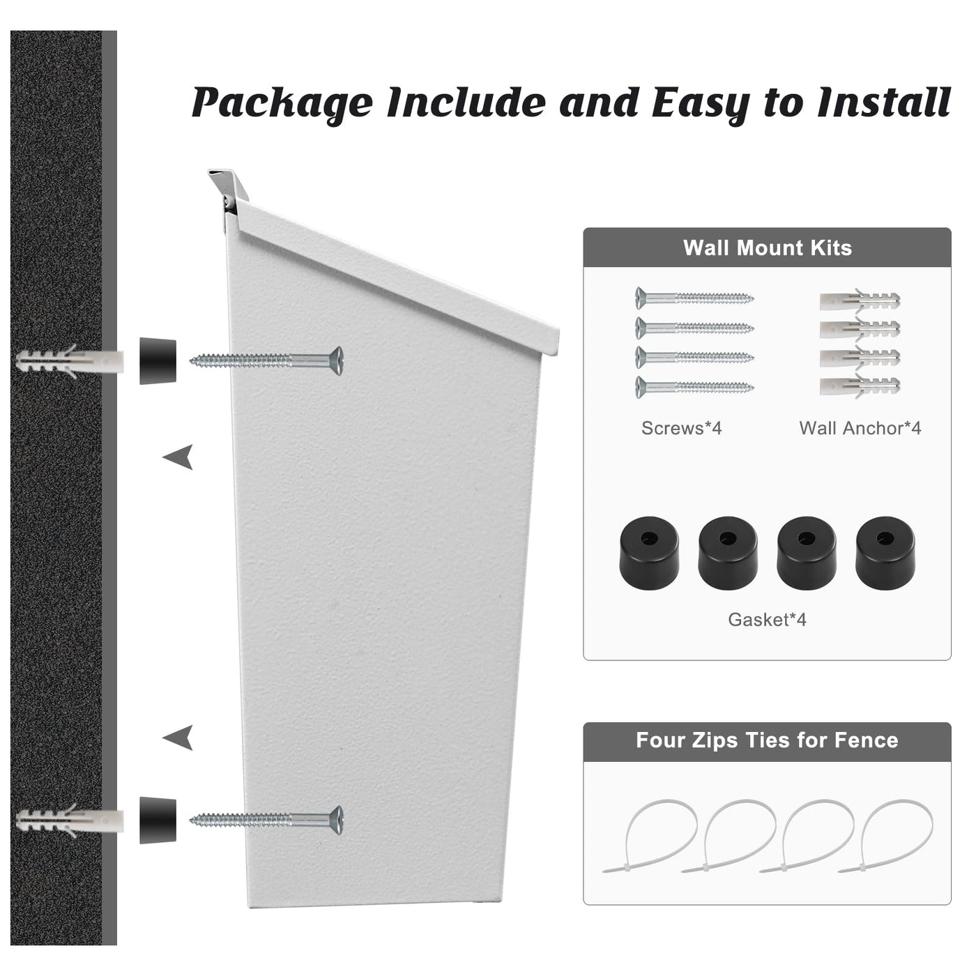 KYODOLED KYODOLED Wall-Mount Mailbox,Large Capacity Mail Box,Galvanized Steel Rust-Proof Metal Post Box,Mailboxes for Outside,15.7"x9.9"x4.9" White