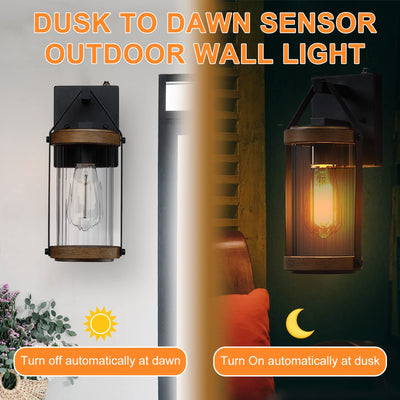 LONEDRUID LONEDRUID 2 Pack Dusk to Dawn Outdoor Wall Light Fixtures Photocell Sensor Exterior Lantern Sconce Lighting Waterproof Outside Wall Mount Lamp for House Patio Garage Entryway Doorway