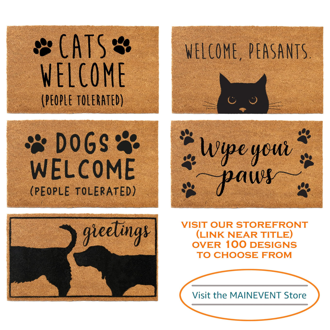 MAINEVENT Dogs Welcome People Tolerated Door Mat 30x17 Inch, Funny Dog Doormat, Welcome Mat Dog, Hope You Like Dogs Doormat, Dog Welcome Coir Mat, Dog Welcome Mat Front Door, Dog Front Door Mat, Dog Mat