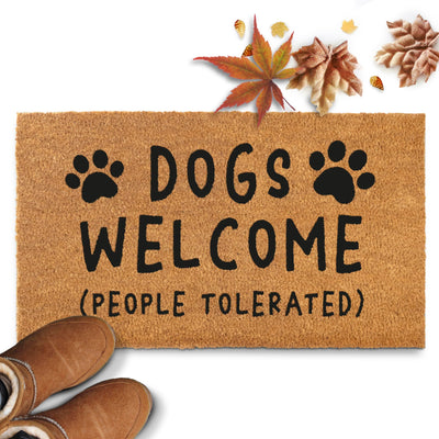 MAINEVENT Dogs Welcome People Tolerated Door Mat 30x17 Inch, Funny Dog Doormat, Welcome Mat Dog, Hope You Like Dogs Doormat, Dog Welcome Coir Mat, Dog Welcome Mat Front Door, Dog Front Door Mat, Dog Mat