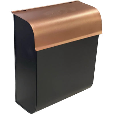 NACH NACH Dominion Modern Mailbox, Metal Mailboxes for Outside Wall Mount, Rust Resistant Wall Mount Mailbox, Outdoor Mailboxes, Wall Mailbox, Black and Copper Waterproof Mailbox, 12x10x4.5 in, MB-8000