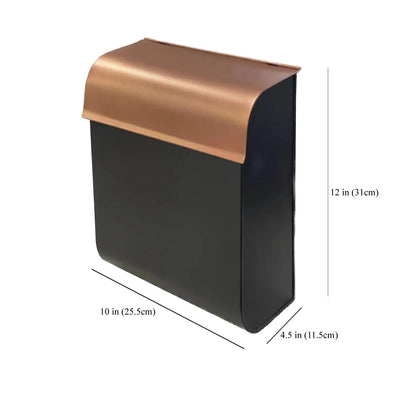 NACH NACH Dominion Modern Mailbox, Metal Mailboxes for Outside Wall Mount, Rust Resistant Wall Mount Mailbox, Outdoor Mailboxes, Wall Mailbox, Black and Copper Waterproof Mailbox, 12x10x4.5 in, MB-8000