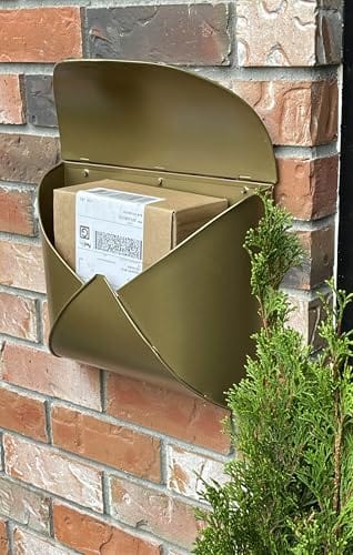 NACH NACH Envelope Wall Mount Mailbox, Maximum Rust Protection Metal Mailbox, Antique Brass Finish Mail Box, Mailboxes for Outside Wall Mount, Outdoor Mailboxes, 13x4.7x10.2 Inches, Wall Mailbox, MB-6942