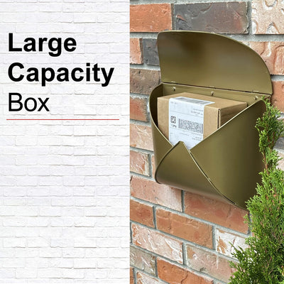 NACH NACH Envelope Wall Mount Mailbox, Maximum Rust Protection Metal Mailbox, Antique Brass Finish Mail Box, Mailboxes for Outside Wall Mount, Outdoor Mailboxes, 13x4.7x10.2 Inches, Wall Mailbox, MB-6942