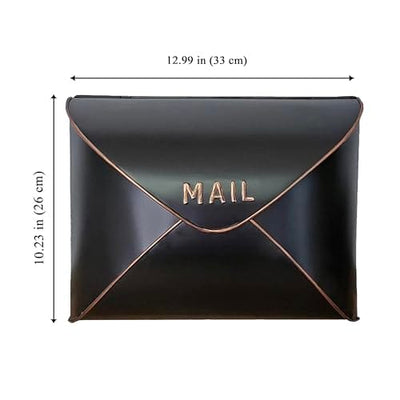 NACH NACH Envelope Wall Mount Mailbox, Maximum Rust Protection Metal Mailbox, Black and Copper Mail Box, Mailboxes for Outside Wall Mount, Outdoor Mailboxes, 13x4.7x10.2 Inches, Wall Mailbox, MB-6941