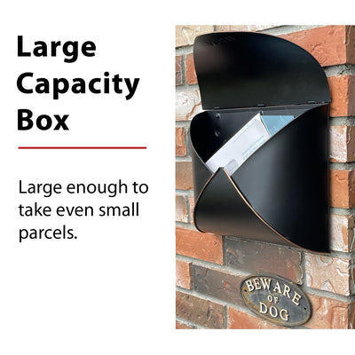 NACH NACH Envelope Wall Mount Mailbox, Maximum Rust Protection Metal Mailbox, Black and Copper Mail Box, Mailboxes for Outside Wall Mount, Outdoor Mailboxes, 13x4.7x10.2 Inches, Wall Mailbox, MB-6941