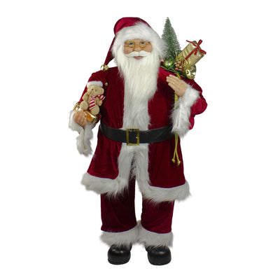 Northlight Northlight E76470 36" Traditional Standing Santa Claus Christmas Figure with Teddy Bear and Gift Bag