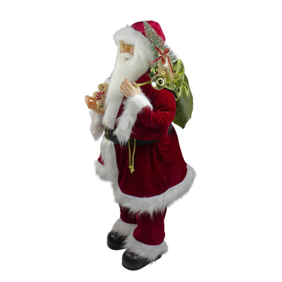 Northlight Northlight E76470 36" Traditional Standing Santa Claus Christmas Figure with Teddy Bear and Gift Bag