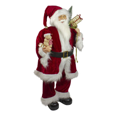 Northlight Northlight E76470 36" Traditional Standing Santa Claus Christmas Figure with Teddy Bear and Gift Bag