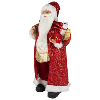 Northlight Northlight Standing Santa Claus in Long Red and Gold Robe with Gifts Christmas Figure, 32"