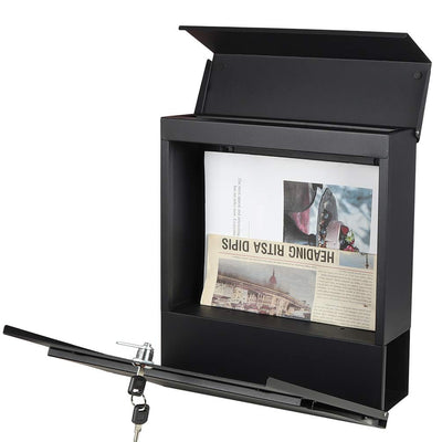 Parrency Lockable Mailboxes with Keys,Outdoor Wall Mounted Mail Box with Large Capacity,14 3/10" x 4 1/10" x 13", Black