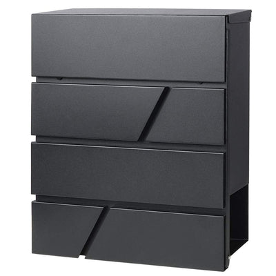 Parrency Lockable Mailboxes with Keys,Outdoor Wall Mounted Mail Box with Large Capacity,14 3/10" x 4 1/10" x 13", Black