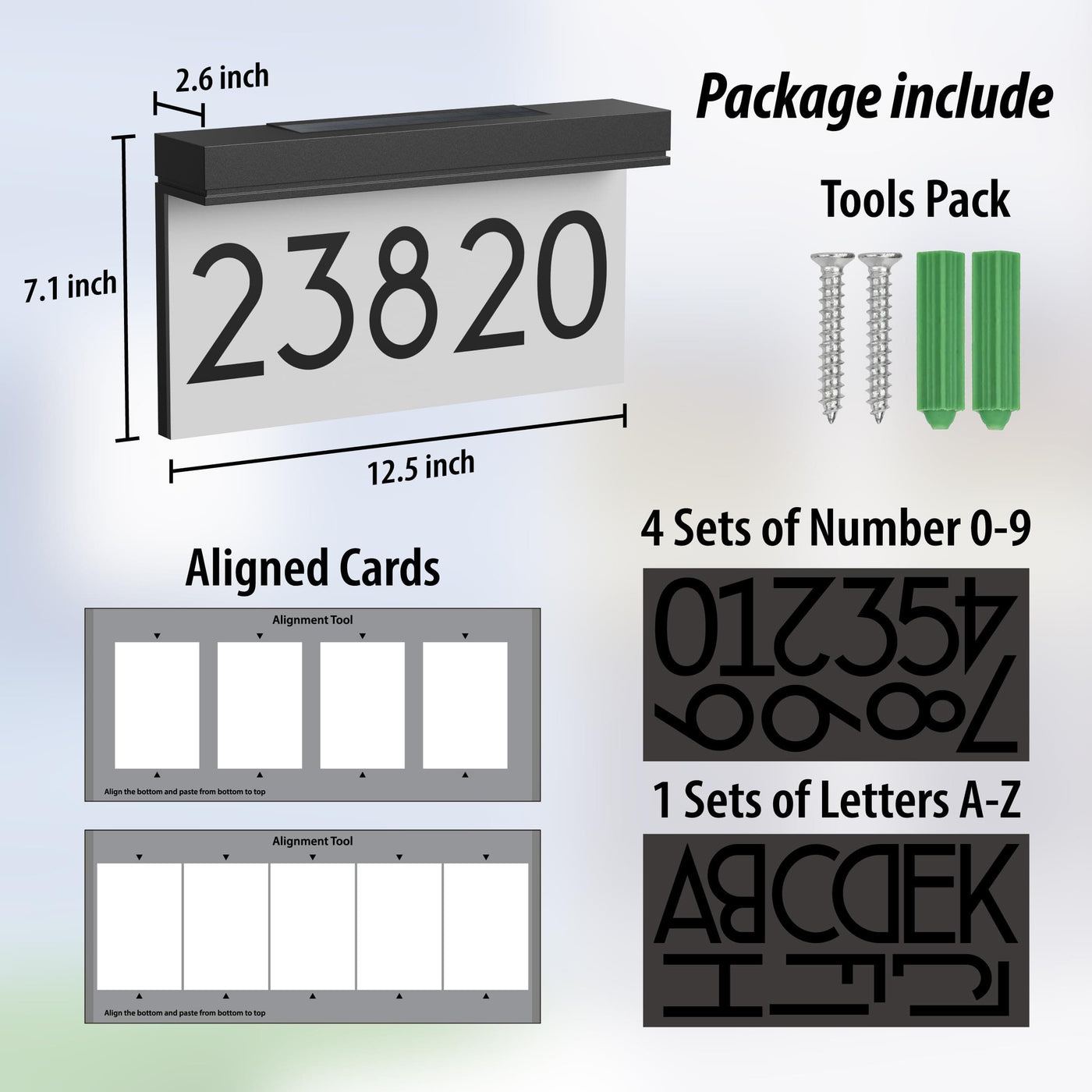 Percompile House Numbers For Outside Solar Powered, Address Plaques for House, LED Illuminated Waterproof Outside Address Sign 3000K Warm White