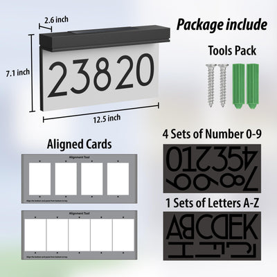 Percompile House Numbers For Outside Solar Powered, Address Plaques for House, LED Illuminated Waterproof Outside Address Sign 3000K Warm White