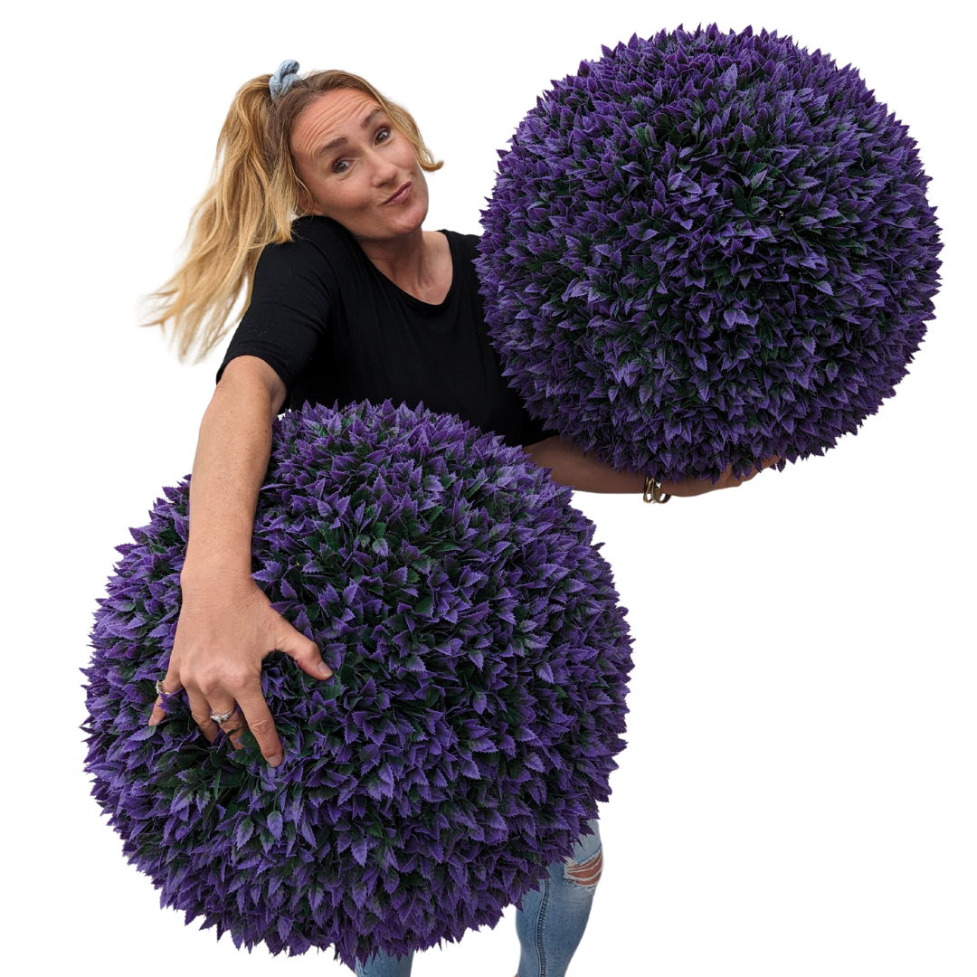 23" XL Jagged Purple Leaf Topiary Ball