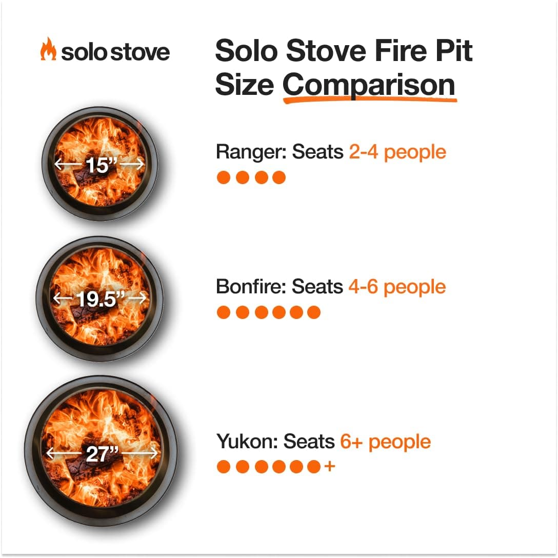 Solo Stove Solo Stove Bonfire 2.0 with Stand, 19.5 Inch Smokeless Fire Pit with Removable Ash Pan - Portable Outdoor Fire Pit - Stainless Steel Wood Burning Fireplace, Ideal for 4-6 People, 21.75 lbs, Water