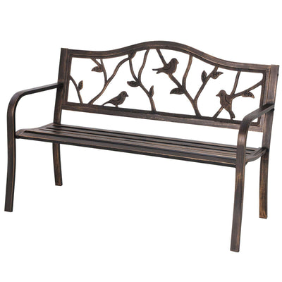 Sophia & William Sophia & William Outdoor Bench, Porch Bench, Garden Bench, Wrought Iron Bench, Outdoor Bench with Backrest and Armrests, Bronze